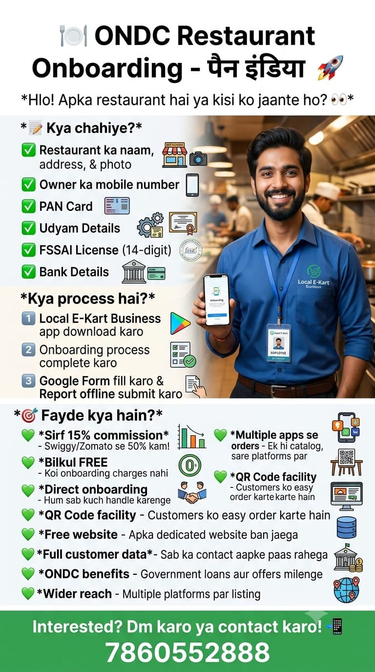 ONDC Restaurant Onboarding - Pan India